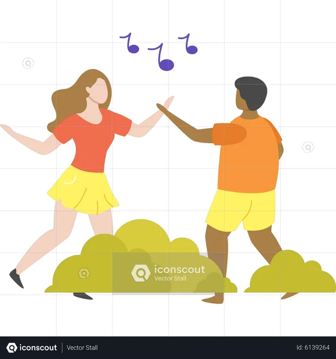 Couple dancing at beach  Illustration
