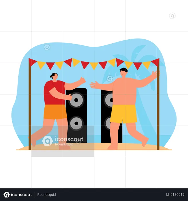 Couple dancing at beach  Illustration