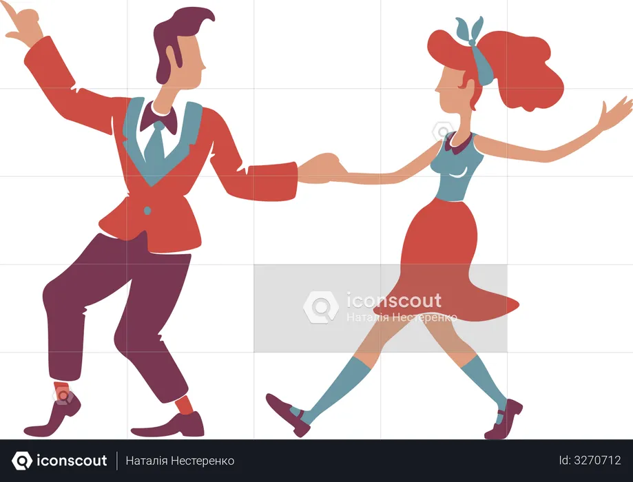 Couple dancing boogie woogie  Illustration