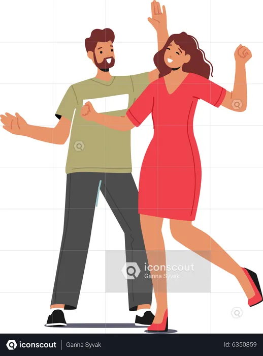 Couple dancing during spare time  Illustration
