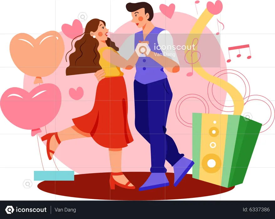 Couple dancing in anniversary day  Illustration