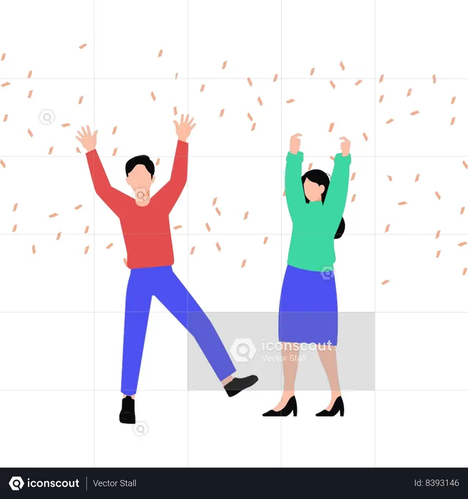 Couple dancing in new year party  Illustration