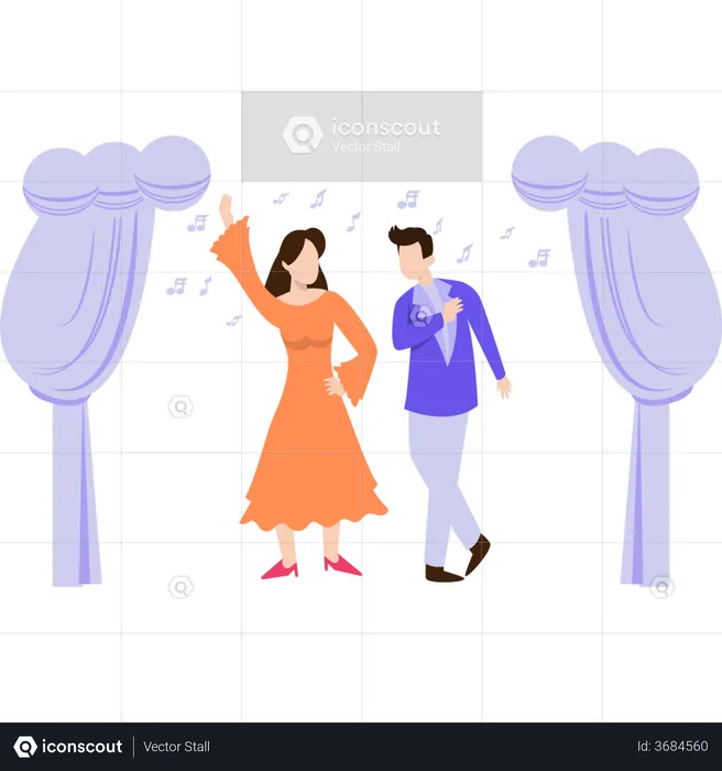 Couple dancing on music  Illustration