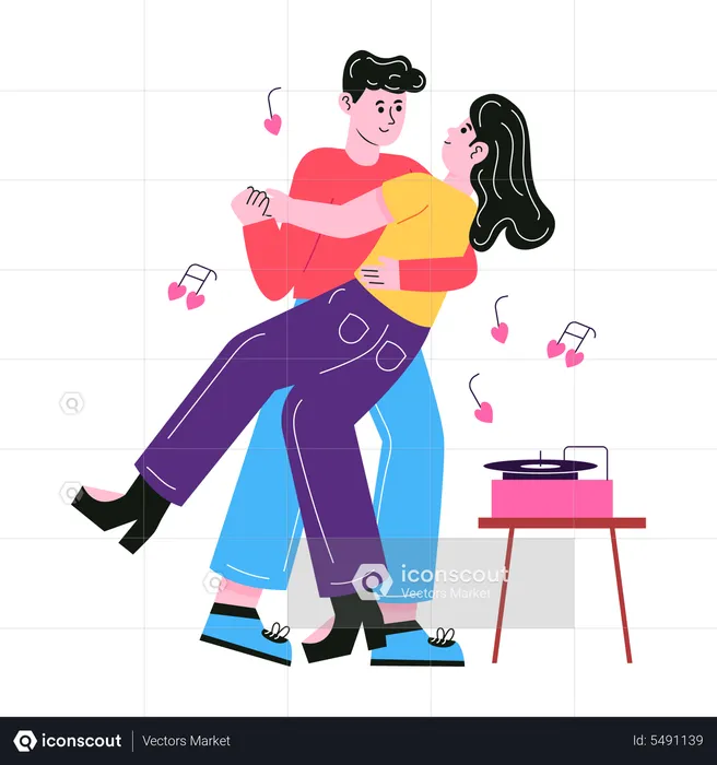 Couple dancing on romantic song  Illustration