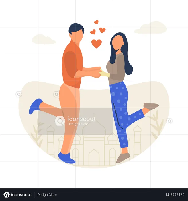 Couple dancing on valentines day  Illustration
