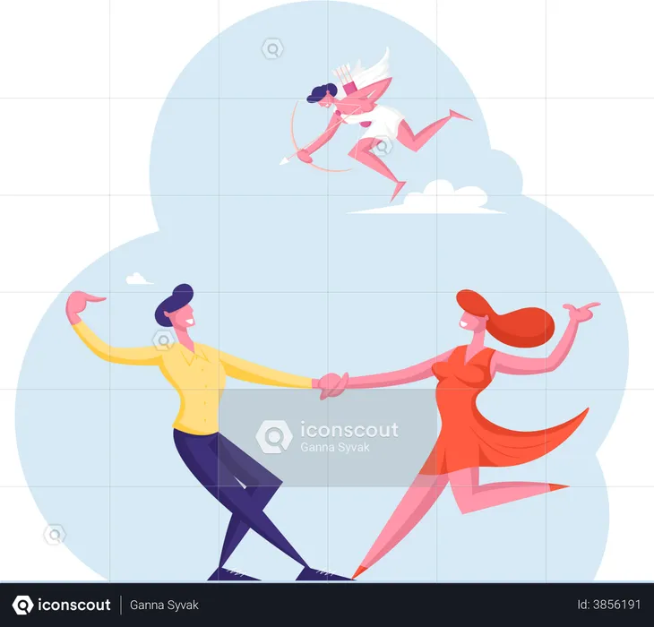 Couple dancing on valentines  Illustration