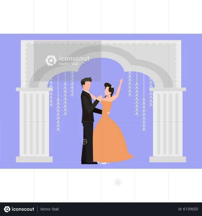 Couple dancing on wedding day  Illustration