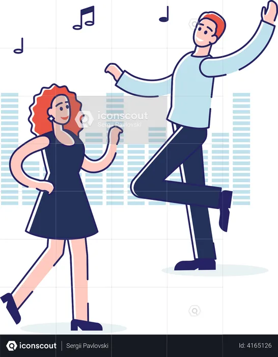 Couple dancing together on a romantic song  Illustration