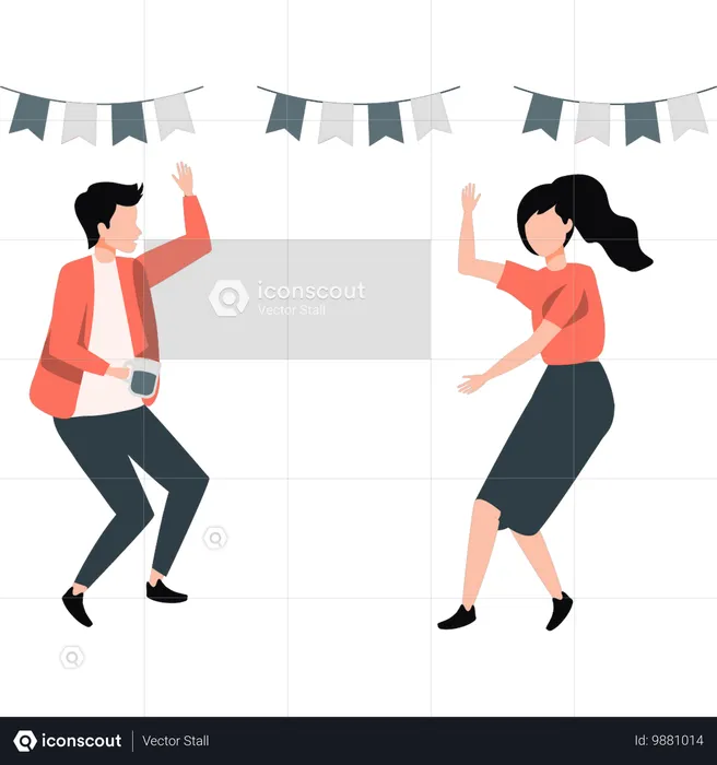 Couple dancing with joy  Illustration