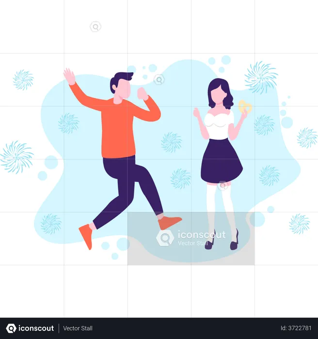 Couple dancing with open heart  Illustration