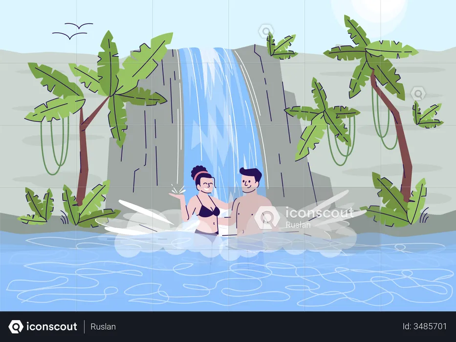 Couple en cascade  Illustration