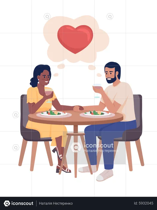 Couple au restaurant de l'hôtel  Illustration