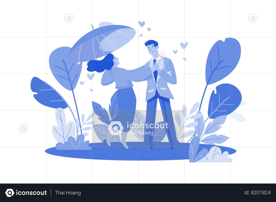 Couple dans le parc  Illustration