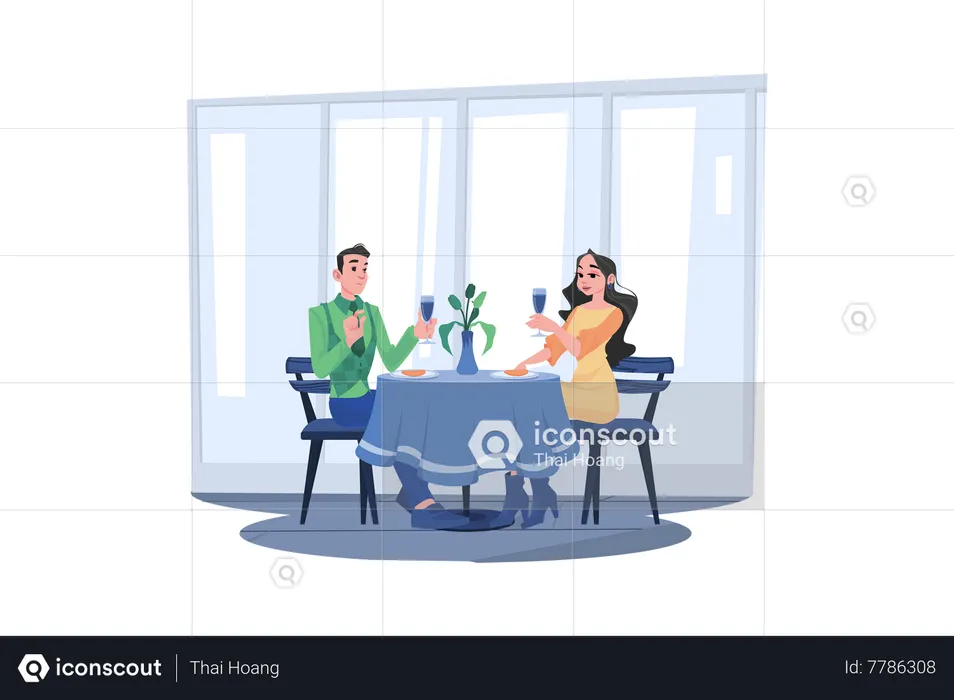 Couple dating each-other  Illustration
