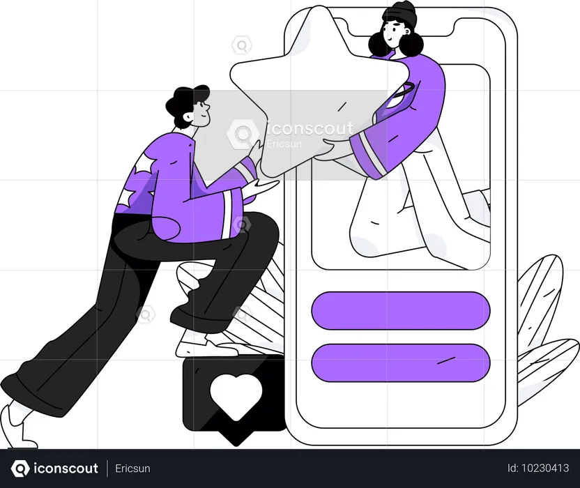 Couple dating on online app  Illustration