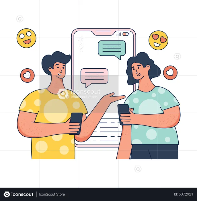 Couple dating on social media app  Illustration