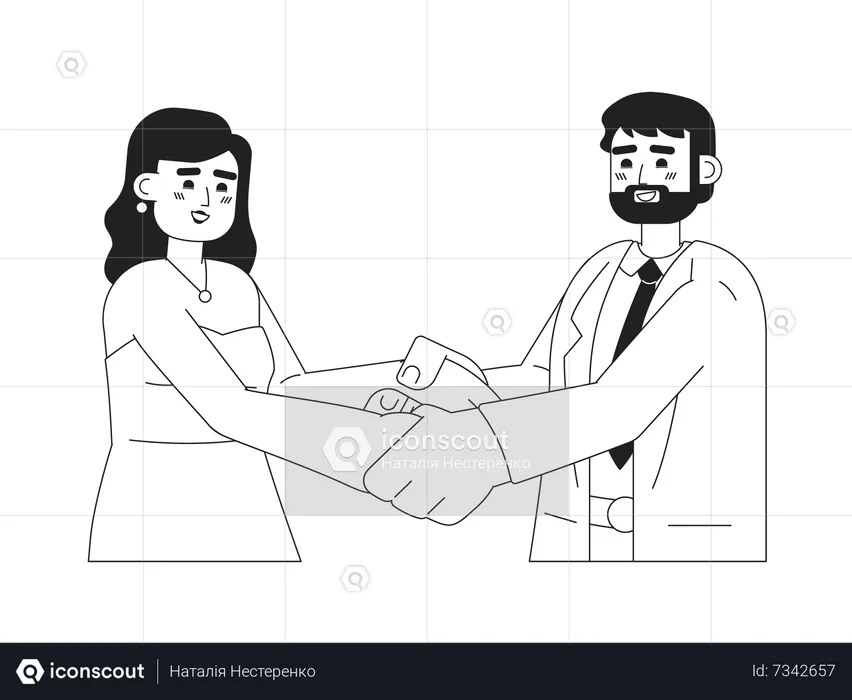 Couples de mariage européens se tenant la main  Illustration