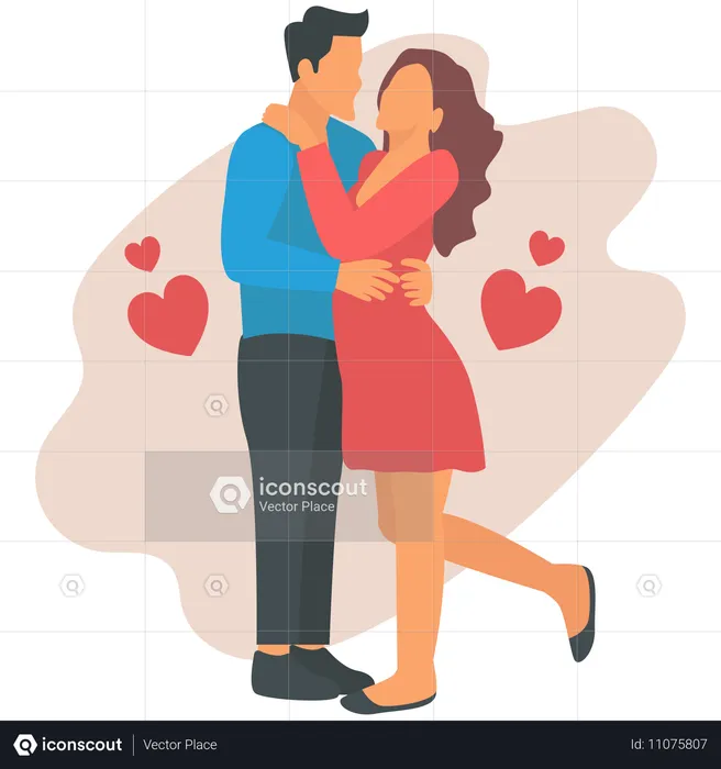 Couple doing Cuddles and Kisses  Illustration