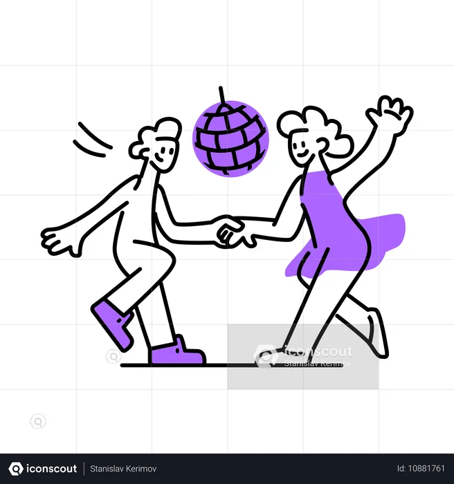 Couple doing disco dancing  Illustration