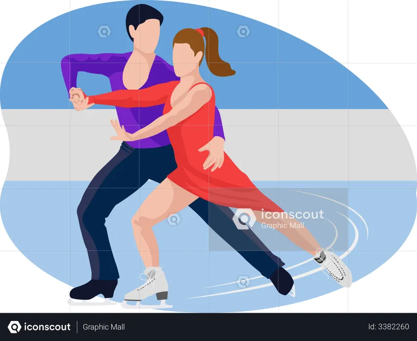 Couple doing figure skating  Illustration