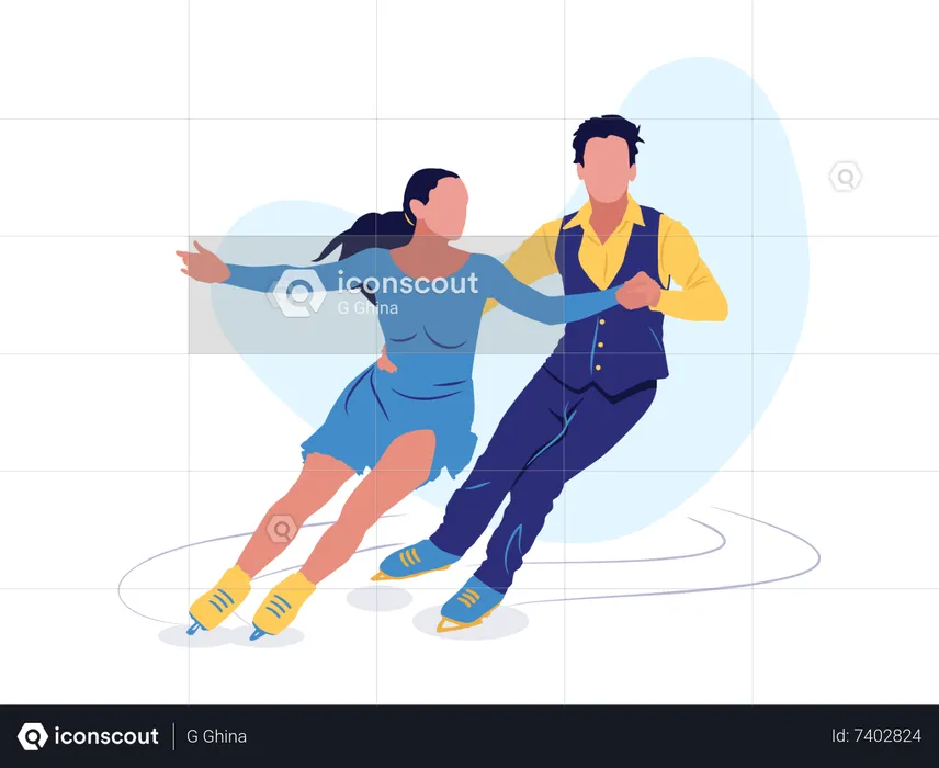 Couple doing ice skating  Illustration