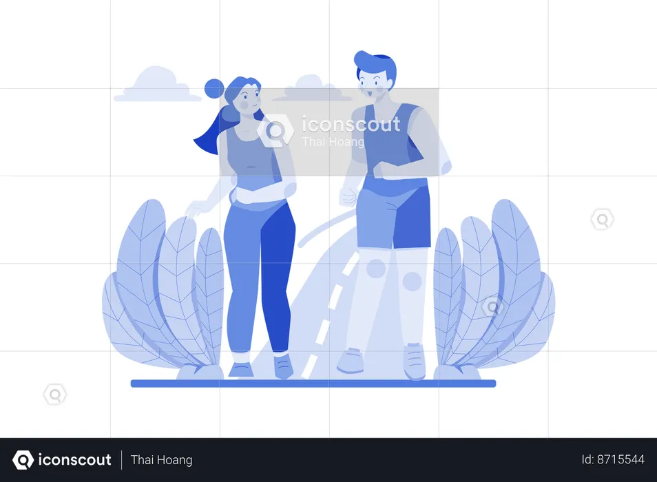Couple doing jogging together  Illustration