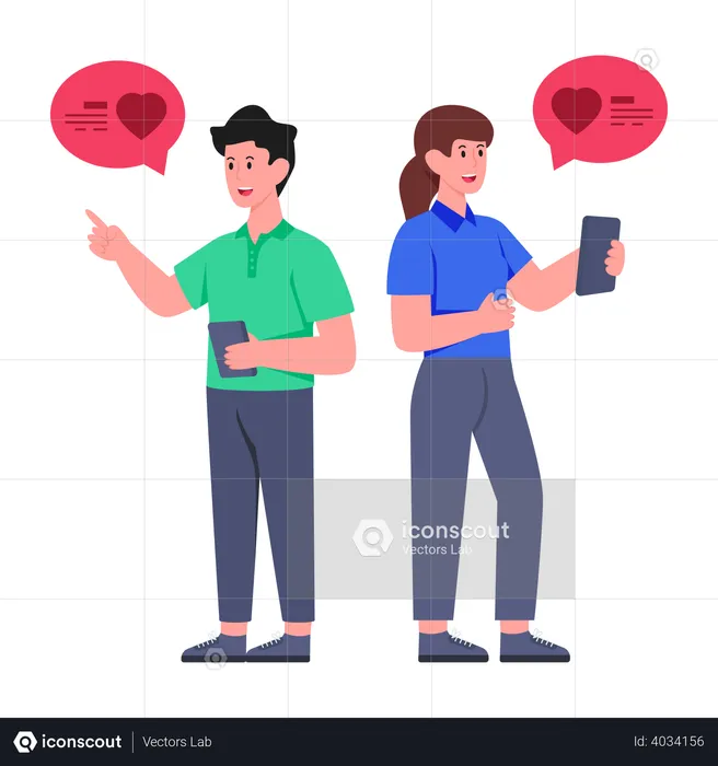 Couple doing love chat  Illustration