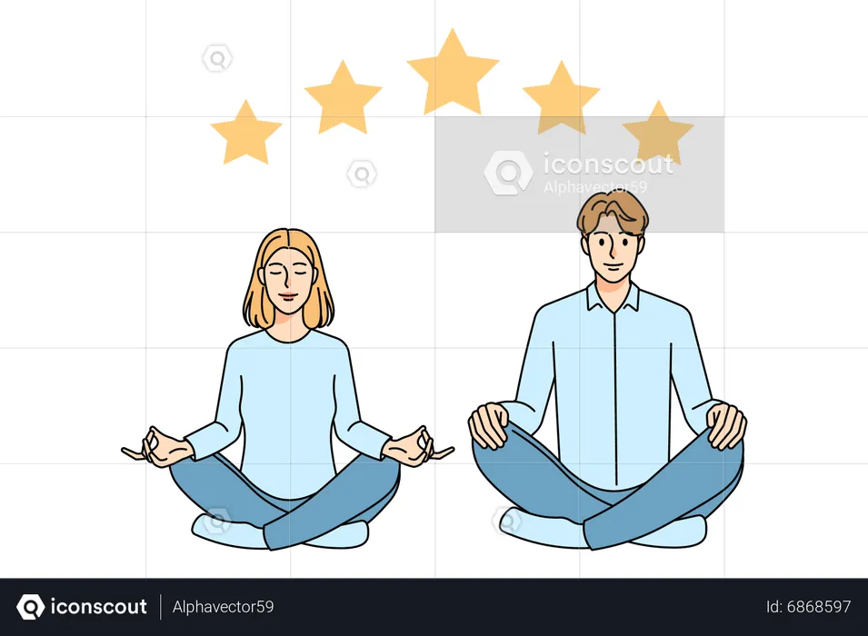 Couple doing meditation for inner peace  Illustration
