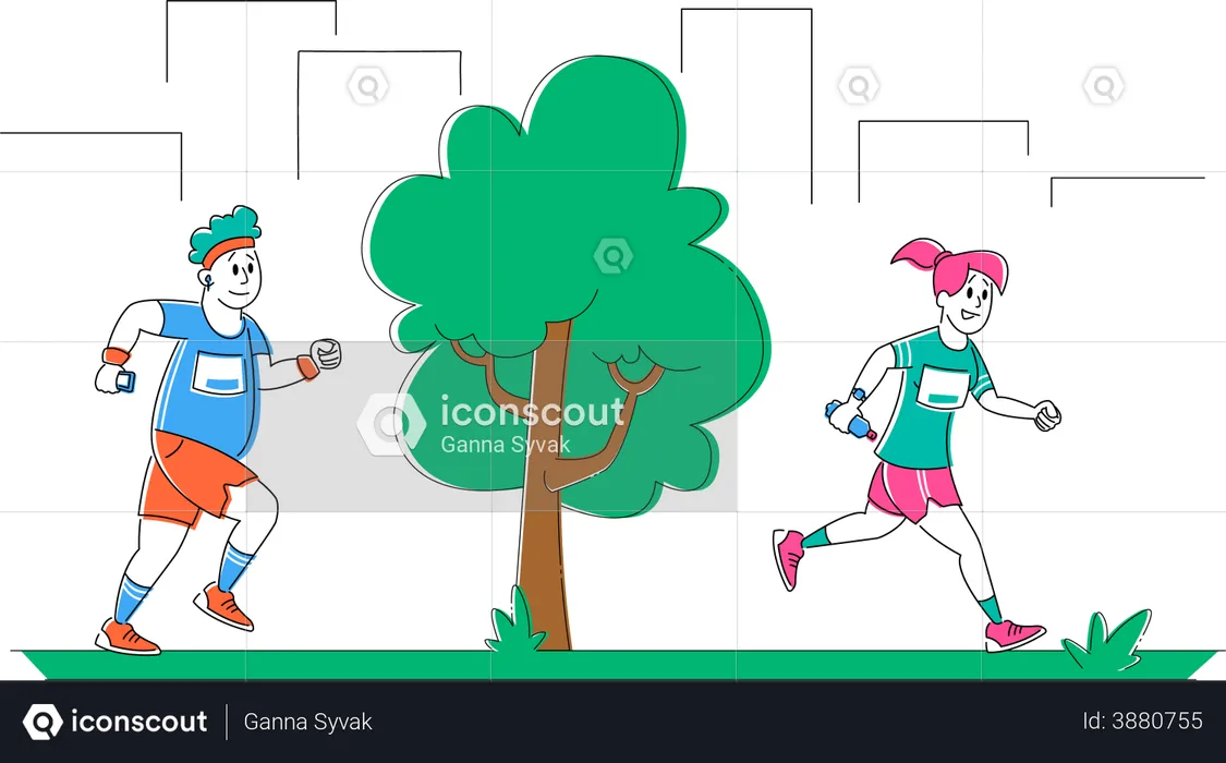 Couple doing morning jog  Illustration