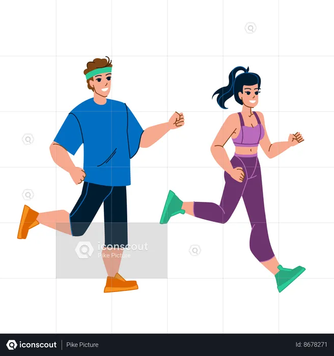 Couple doing morning jogging  Illustration