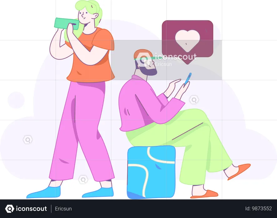 Couple Doing Online Chat  Illustration