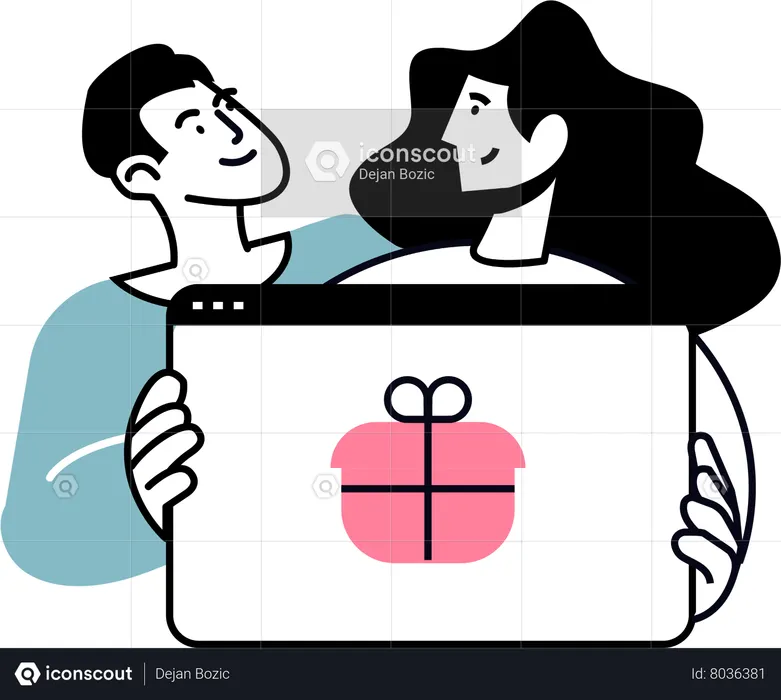 Couple doing online Shopping  Illustration