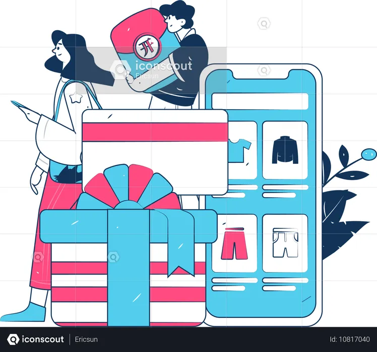 Couple doing Online shopping  Illustration