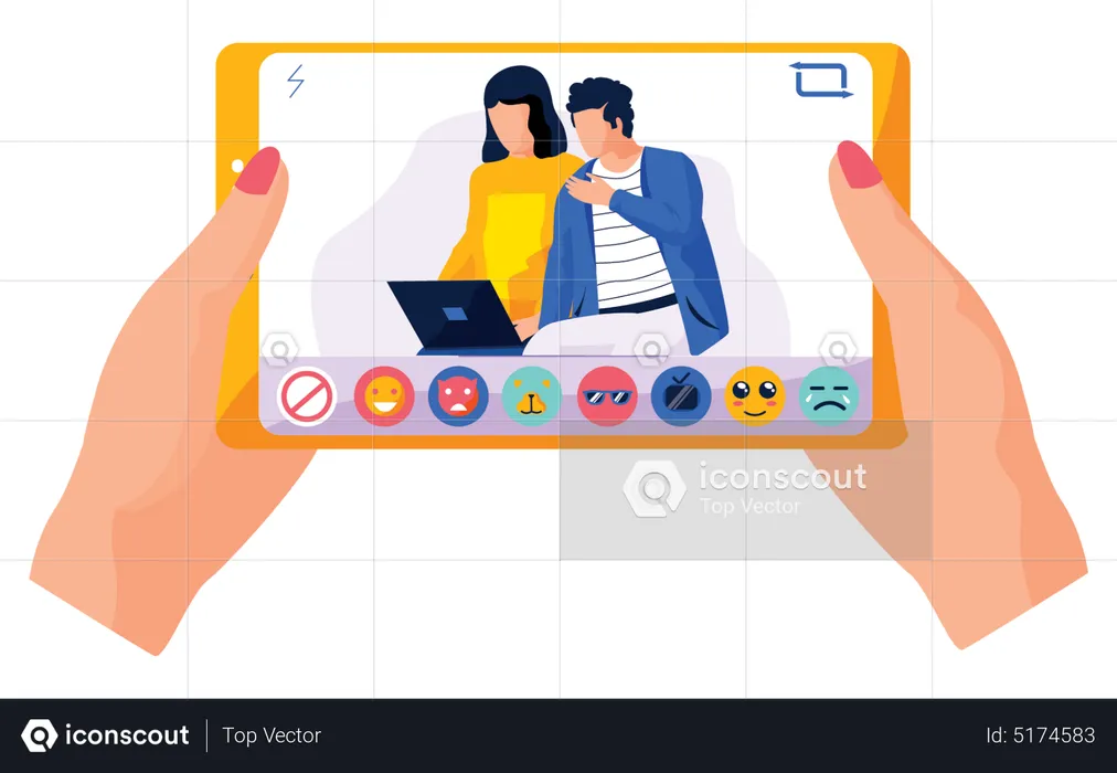 Couple doing online social media streaming  Illustration