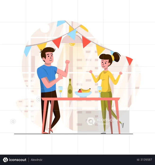 Couple doing party  Illustration