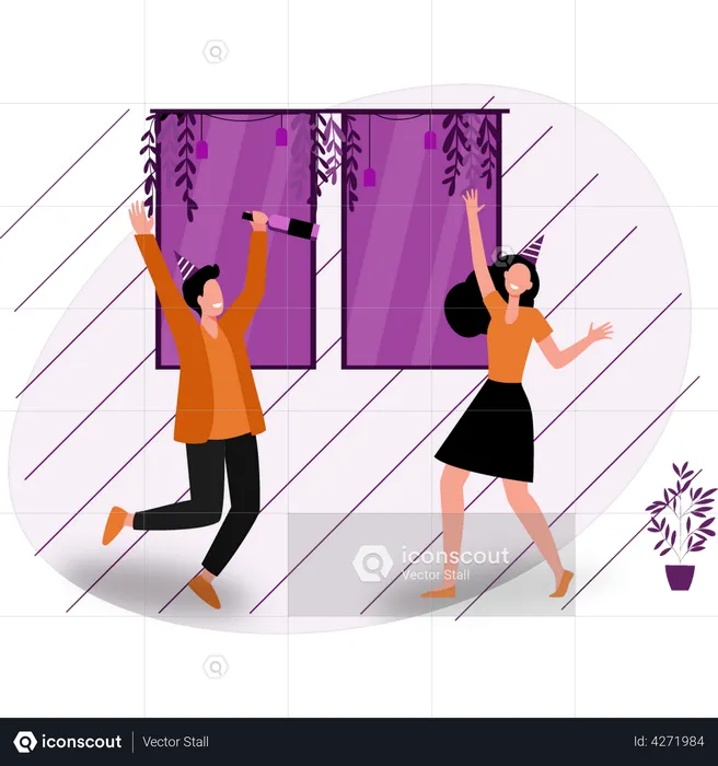 Couple doing party dance  Illustration