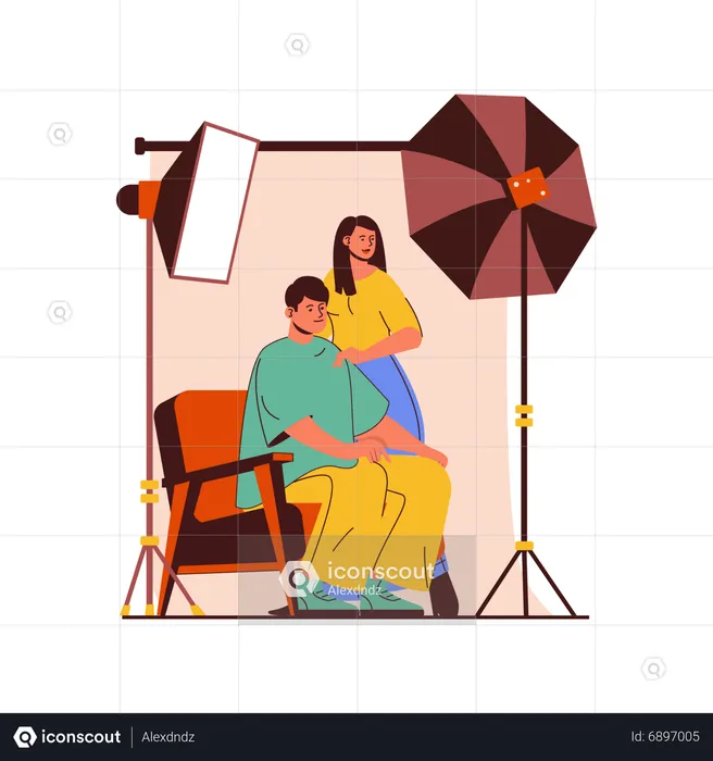 Couple doing photoshoot  Illustration