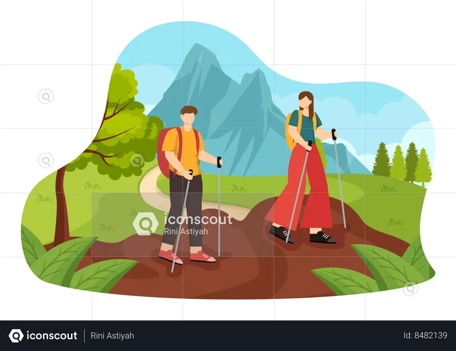 Couple doing Recreational Activities  Illustration