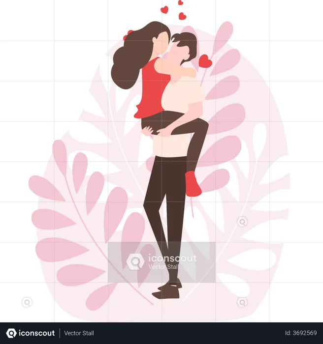 Couple doing romance with each other  Illustration