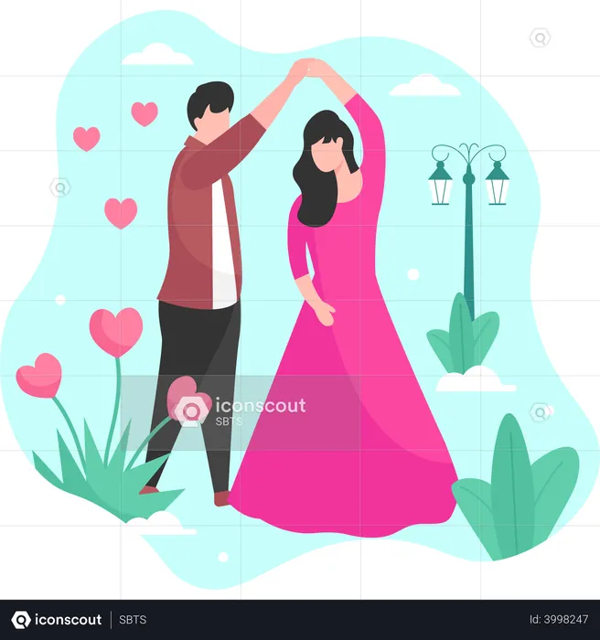 Couple doing romantic dance  Illustration