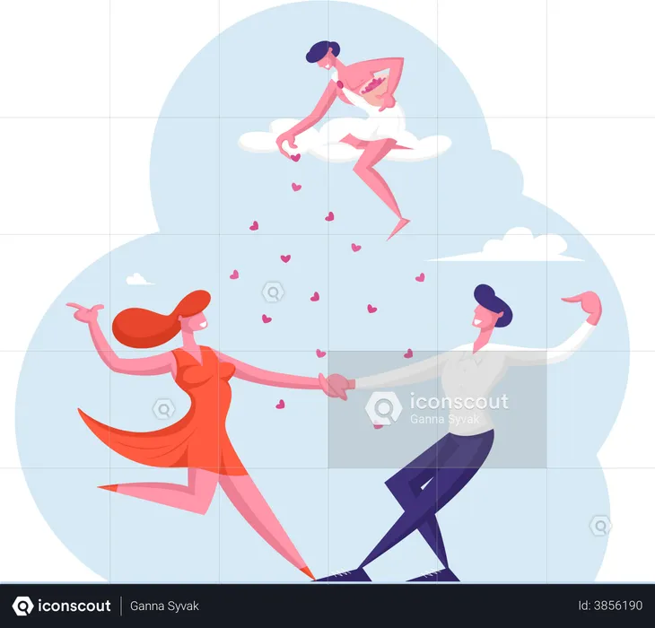 Couple doing romantic dance  Illustration