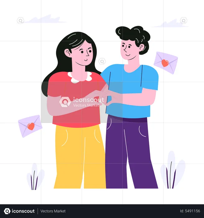 Couple doing romantic pose  Illustration