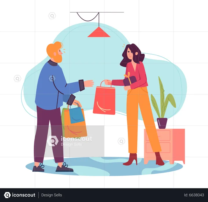 Couple doing shopping  Illustration