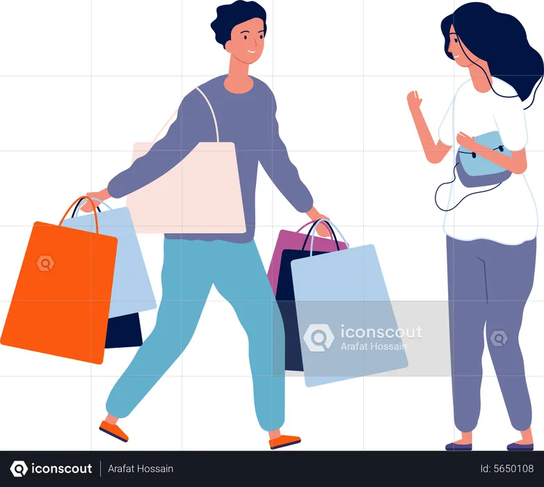 Couple doing shopping  Illustration