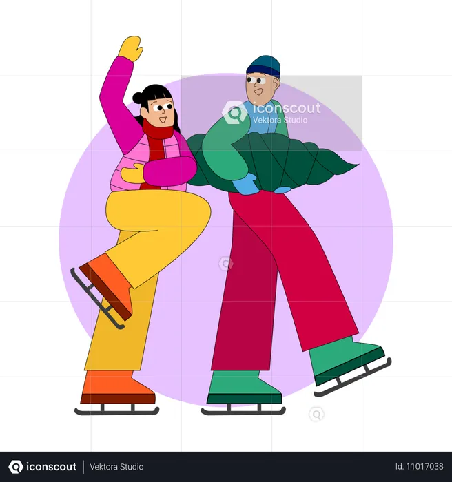 Couple doing skate dance  Illustration