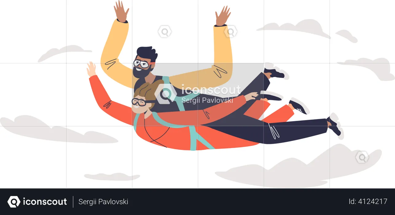 Couple doing skydiving  Illustration