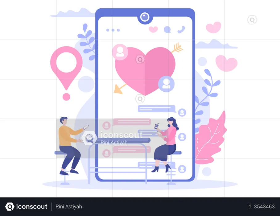 Couple doing virtual date  Illustration