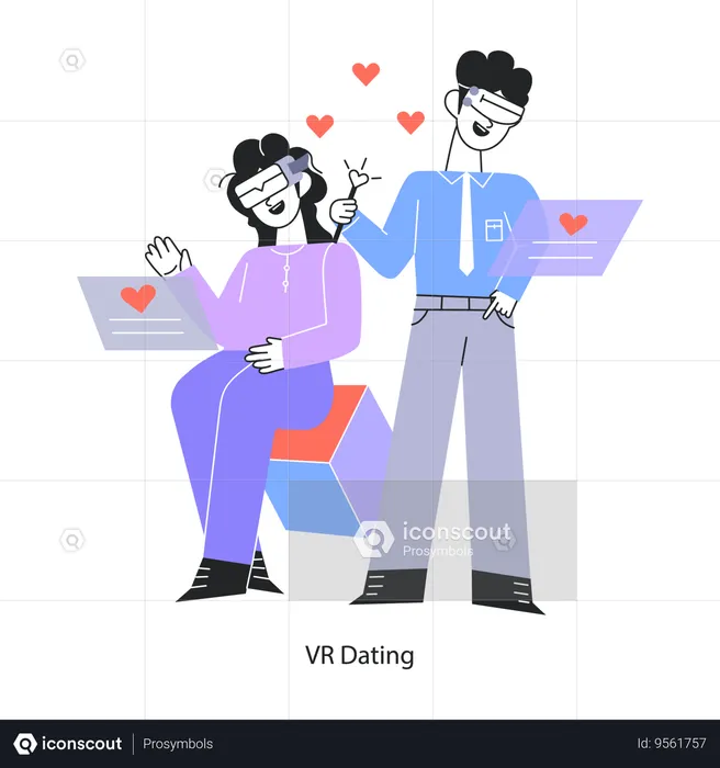 Couple Doing Vr Dating  Illustration