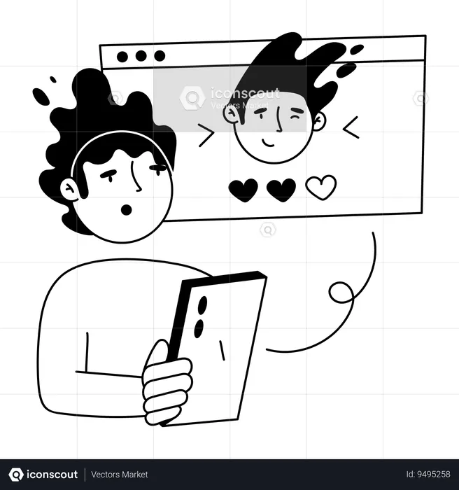 Couple doing Web Dating  Illustration
