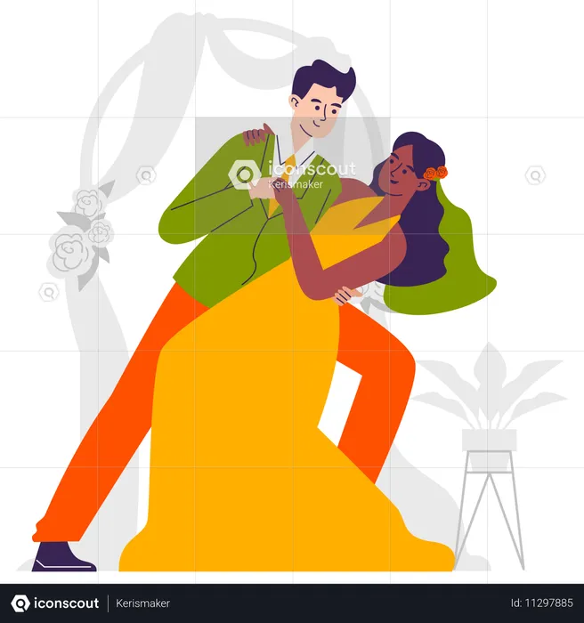 Couple doing Wedding Dance  Illustration